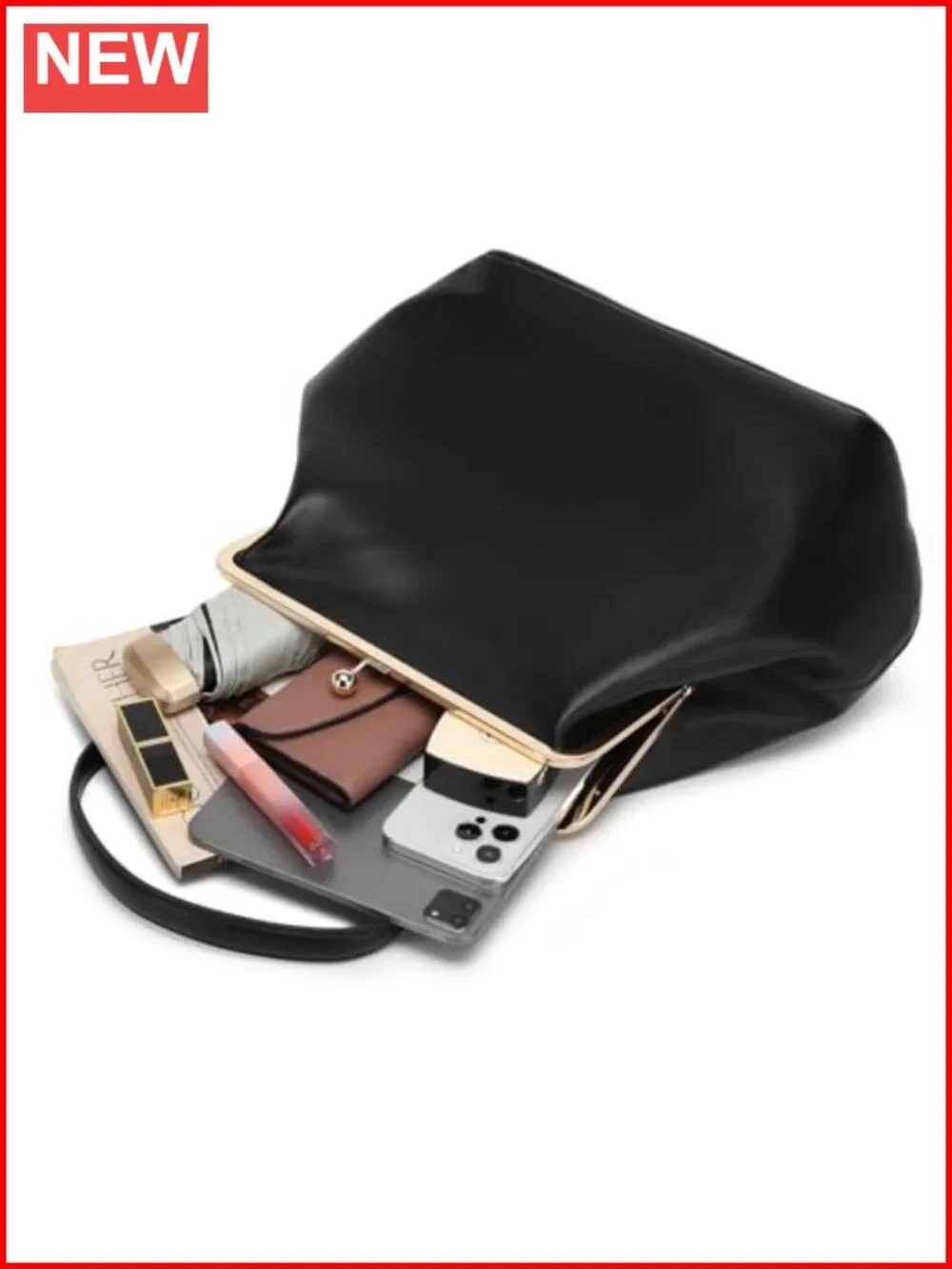 Genuine Leather Evening Bag Clutch Top Handle Shoulder Purse Minimalist